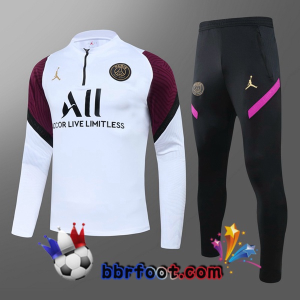 Survetement Foot Paris PSG Enfant Blanc 20/21