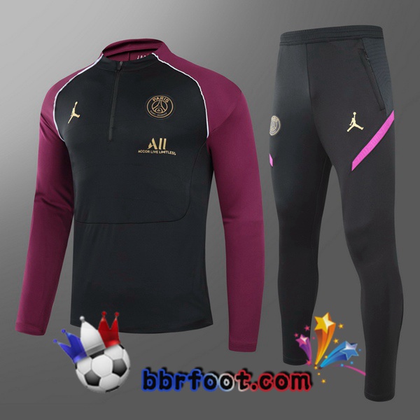 Survetement Foot Paris PSG Jordan Enfant Noir Pourpre 20/21