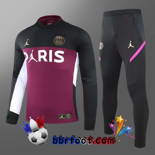 Survetement Foot Paris PSG Jordan Enfant Pourpre Noir 20/21