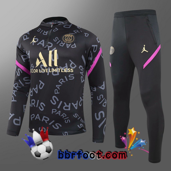 Survetement Foot Paris PSG Jordan Enfant Noir 20/21
