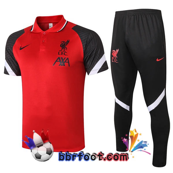 Polo Foot FC Liverpool + Pantalon Rouge Noir 20/21