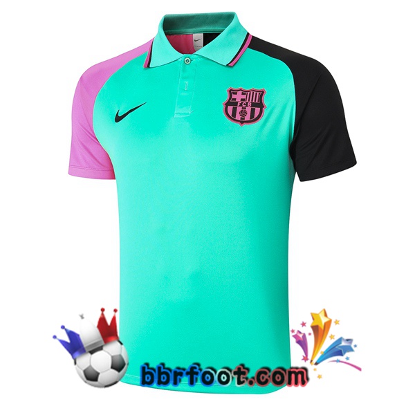 Polo Foot FC Barcelone Vert Rose Noir 20/21