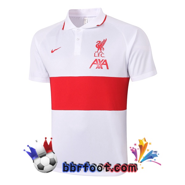 Polo Foot FC Liverpool Blanc Rouge 20/21