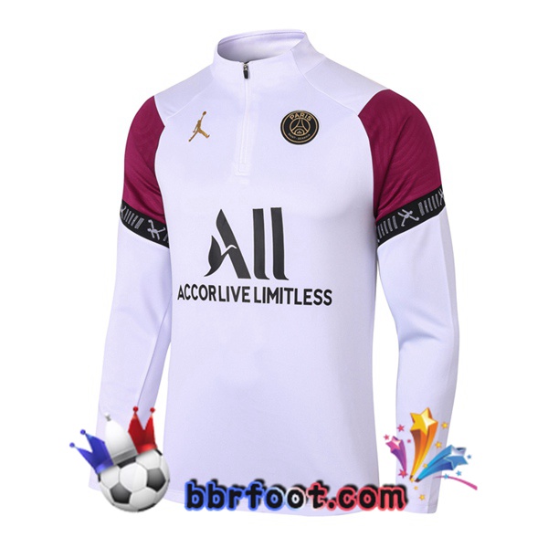 Sweatshirts Homme Paris PSG Jordan Blanc Pourpre 20/21