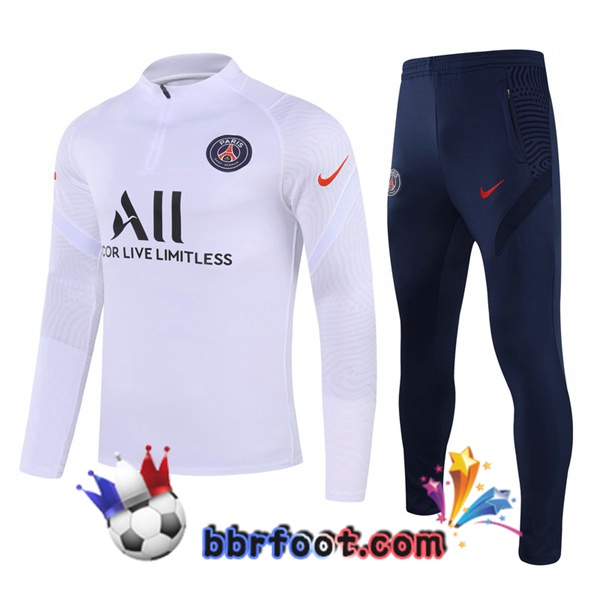 Survetement Foot Paris PSG Blanc 20/21