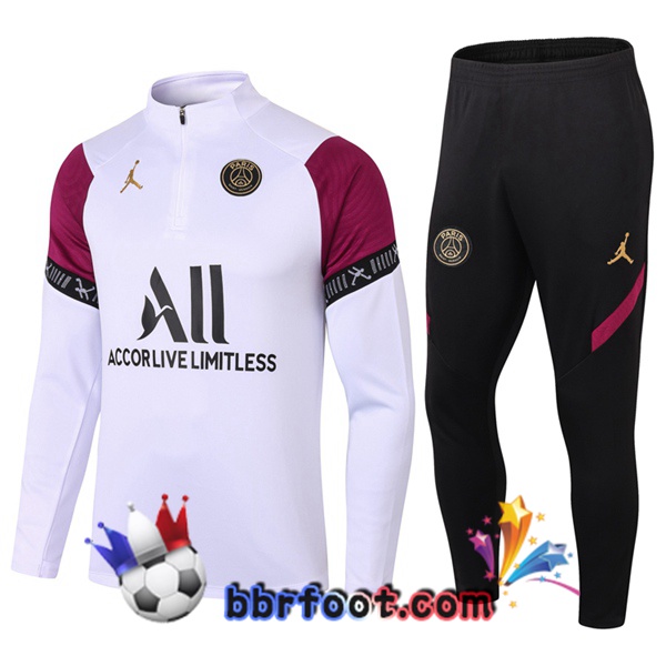 Survetement Foot Paris PSG Jordan Blanc Pourpre 20/21