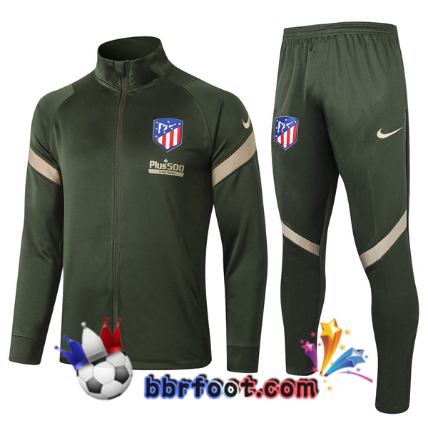 Veste Survetement Foot Atletico Madrid Vert Fonce 20/21