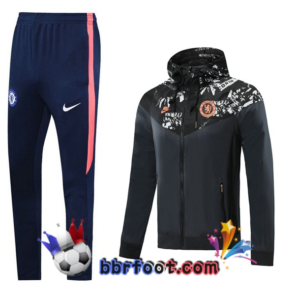 Coupe Vent Survetement Foot FC Chelsea Noir 20/21