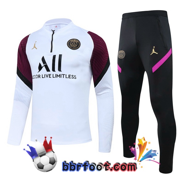 Survetement Foot Paris PSG Jordan Blanc 20/21