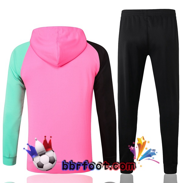 Veste A Capuche Survetement Foot FC Barcelone Rose Noir Vert 20/21