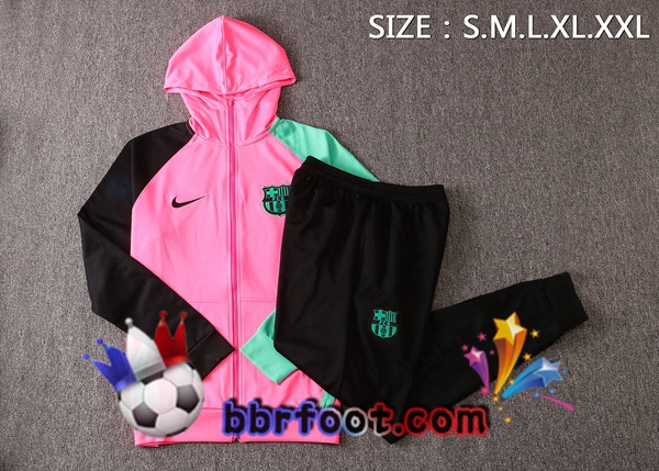 Veste A Capuche Survetement Foot FC Barcelone Rose Noir Vert 20/21