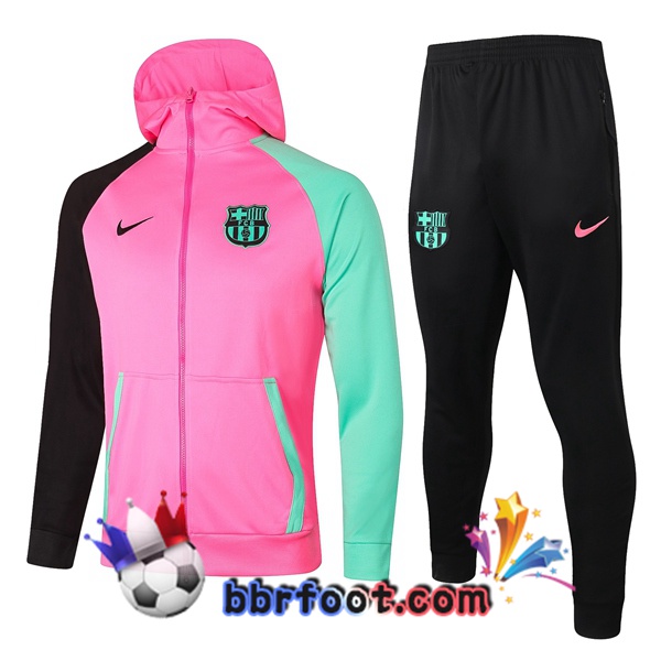 Veste A Capuche Survetement Foot FC Barcelone Rose Noir Vert 20/21