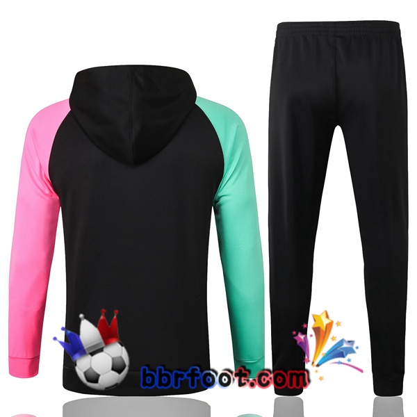 Veste A Capuche Survetement Foot FC Barcelone Noir Vert Rose 20/21