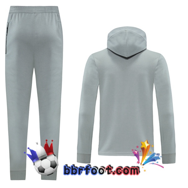Veste A Capuche Survetement Foot FC Liverpool Gris 20/21
