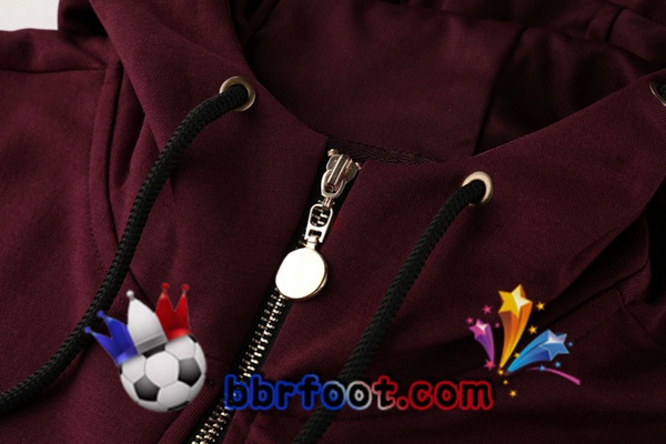 Veste A Capuche Survetement Foot Paris PSG Rouge Fonce 20/21