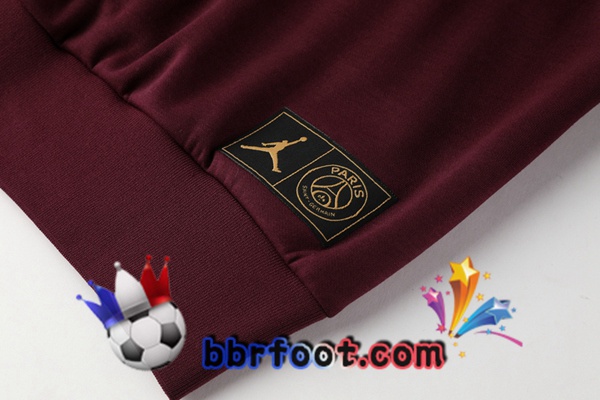 Veste A Capuche Survetement Foot Paris PSG Rouge Fonce 20/21