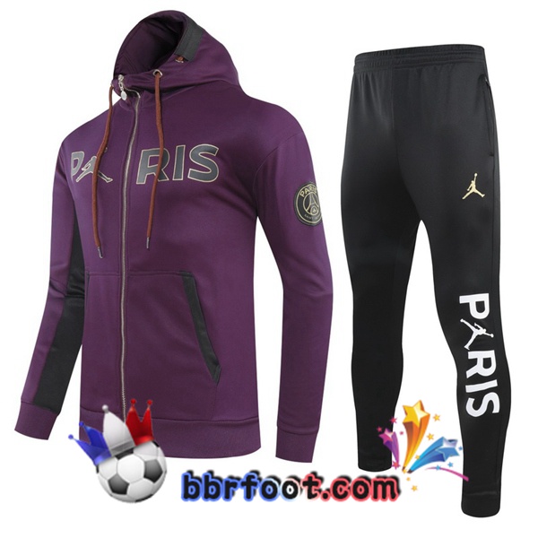 Veste A Capuche Survetement Foot Paris PSG Pourpre 20/21