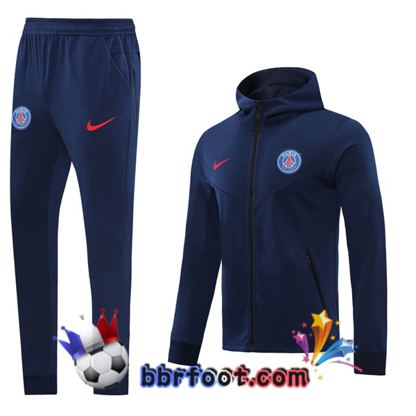 Veste A Capuche Survetement Foot Paris PSG Bleu Royal 20/21