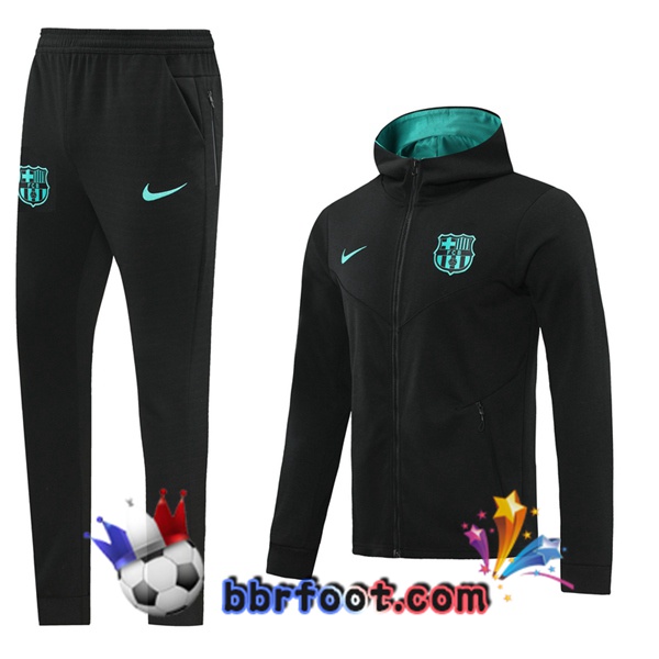 Veste A Capuche Survetement Foot FC Barcelone Noir 20/21