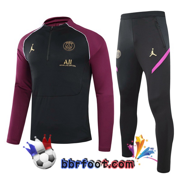 Survetement Foot Paris PSG Jordan Noir Pourpre 20/21