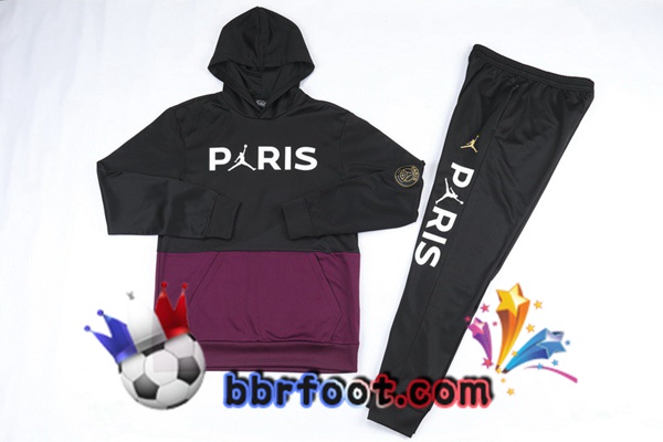Veste A Capuche Survetement Foot JORDAN Paris PSG Pourpre Noir 20/21