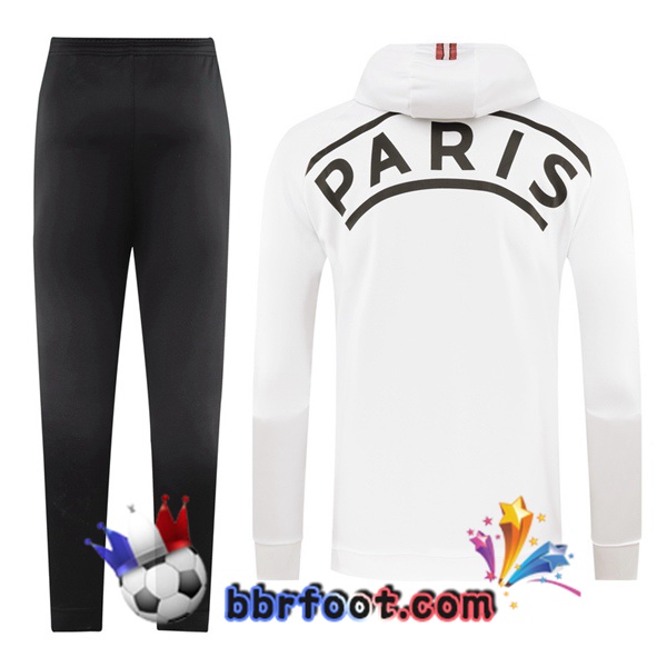 Veste A Capuche Survetement Foot JORDAN Paris PSG Blanc 20/21