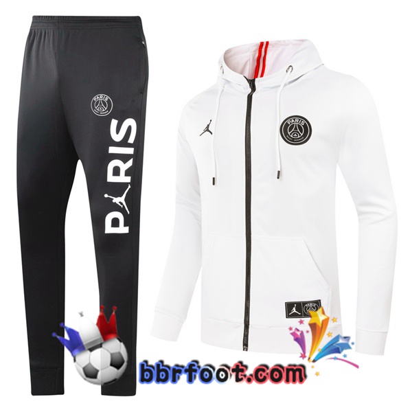 Veste A Capuche Survetement Foot JORDAN Paris PSG Blanc 20/21