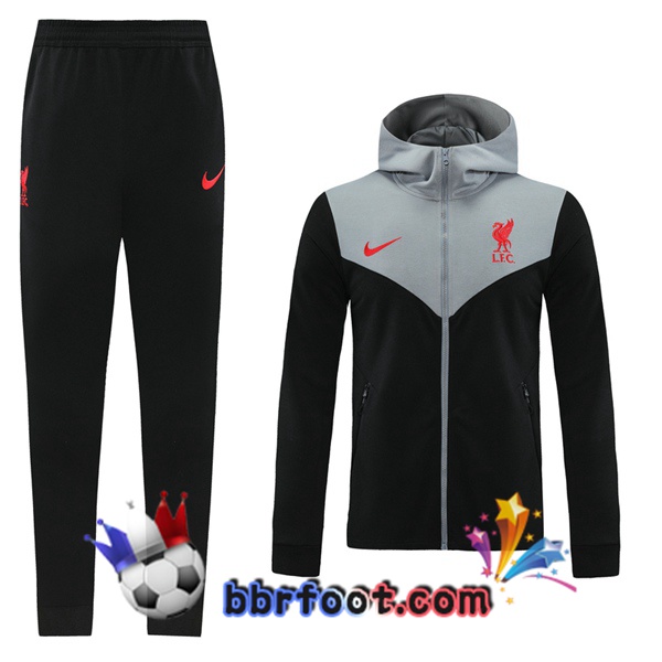 Veste A Capuche Survetement Foot FC Liverpool Noir 20/21