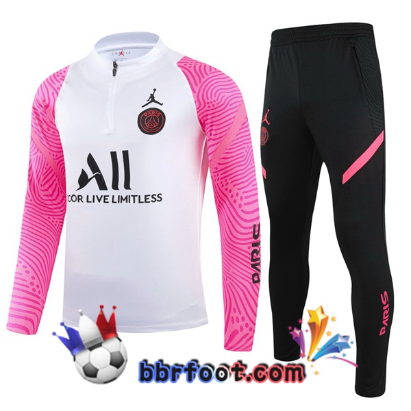 Survetement Foot Paris PSG Blanc Rose 20/21