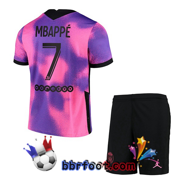 Maillot Foot Jordan Paris PSG (Mbappé 7) Enfant Quatrieme 20/21