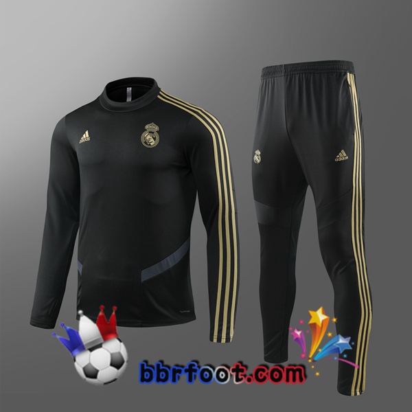 Survetement Foot Real Madrid Enfants Noir Jaune 19/20