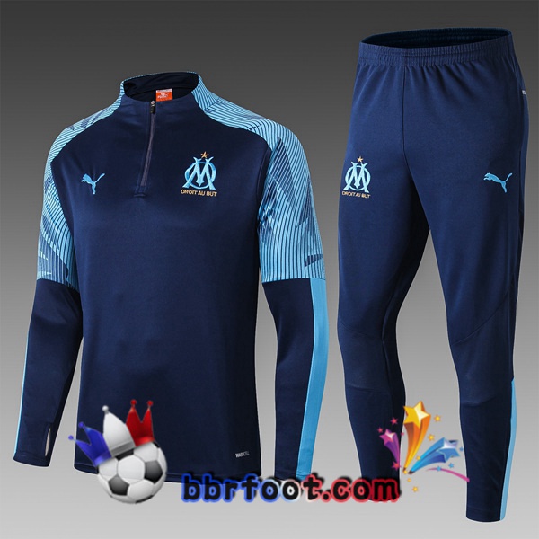 Survetement Foot Marseille OM Enfants Bleu Fonce 19/20