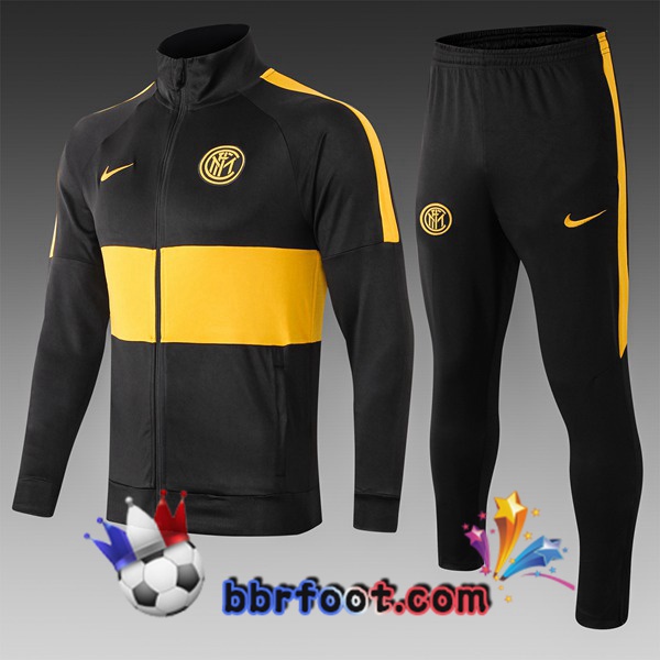 Survetement Foot Inter Milan Enfants Noir Jaune 19/20