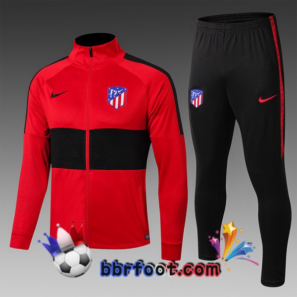 Veste Survetement Foot Atletico Madrid Enfants Noir Rouge 19/20