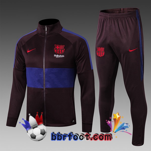 Veste Survetement Foot FC Barcelone Enfants Noir Bleu 19/20