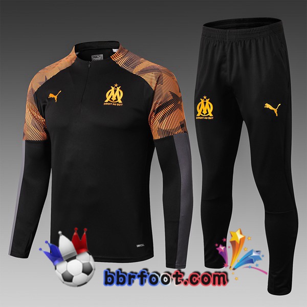 Veste Survetement Foot Marseille OM Enfants Noir Jaune 19/20
