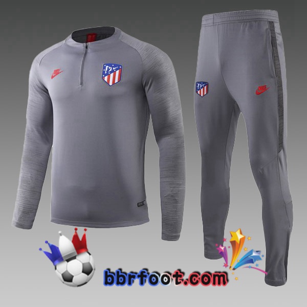 Survetement Foot Capuche Atletico Madrid Enfants Gris 19/20