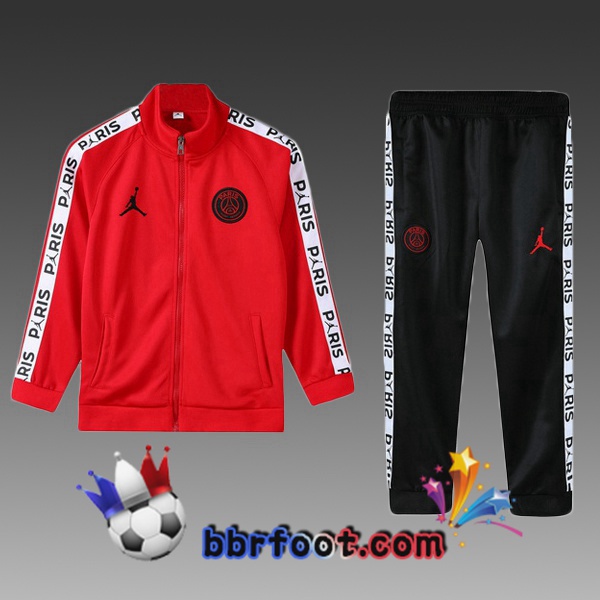 Veste Survetement Foot PSG Jordan Enfants Rouge 19/20