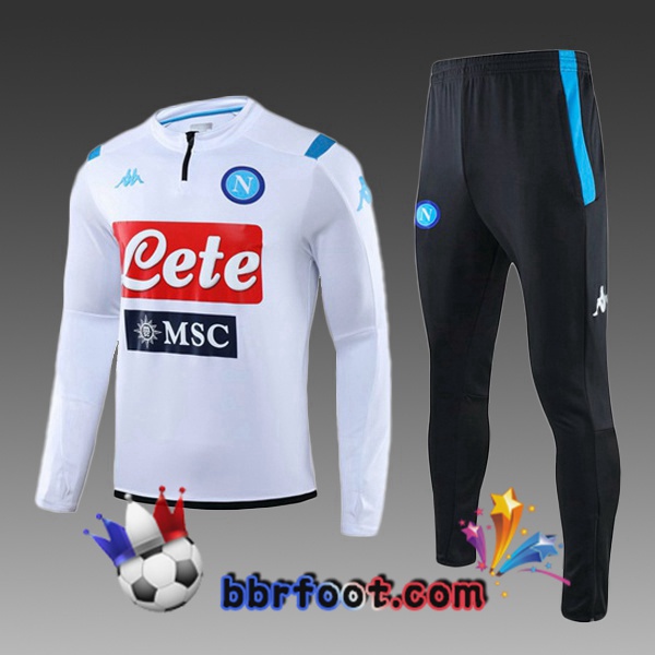 Survetement Foot SSC Naples Enfants Blanc 19/20
