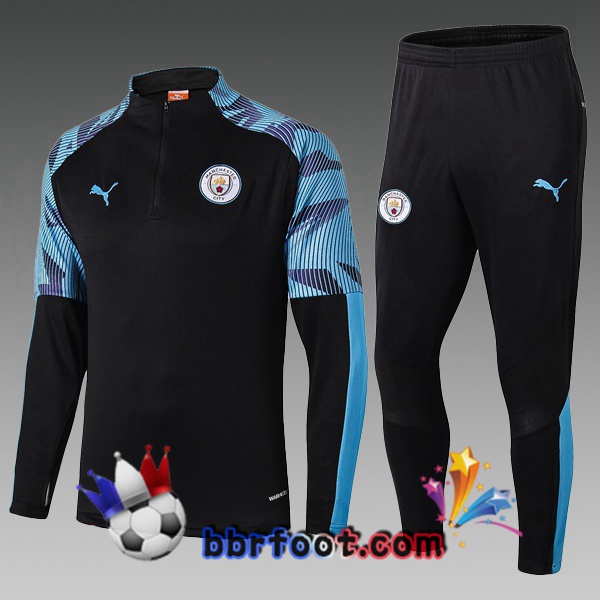 Survetement Foot Manchester City Enfants Noir Bleu 19/20
