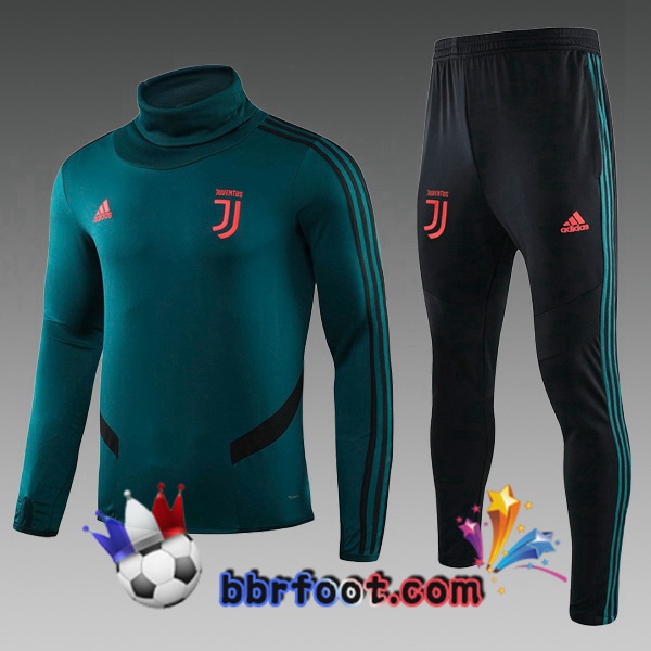 Survetement Foot Juventus Enfants Vert Col Haut 19/20