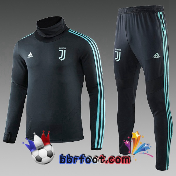 Survetement Foot Juventus Enfants Cyan Col Haut 19/20