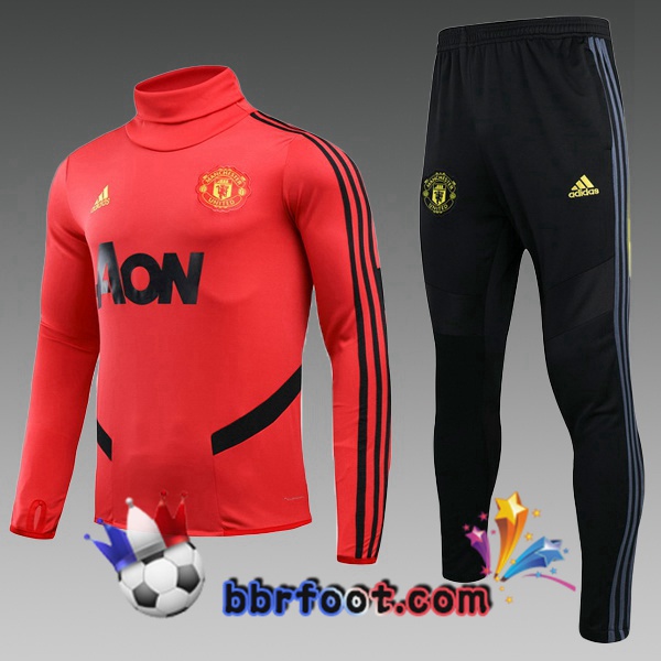Survetement Foot Manchester United Enfants Rouge Col Haut 19/20