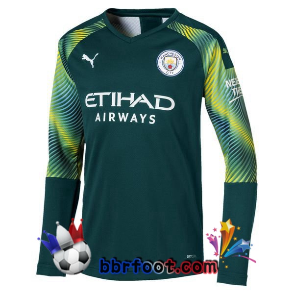 Maillot Foot Manchester City Gardien de but Manche longue Vert 19/20