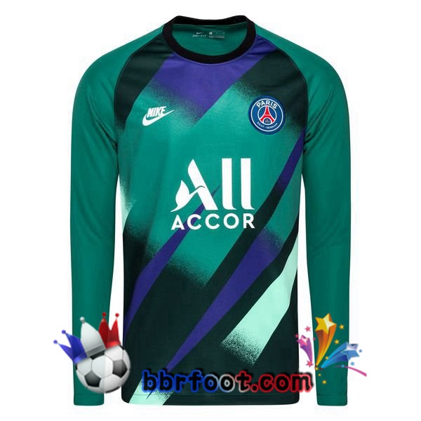 Maillot Foot PSG Gardien de but Manche longue Vert Fonce 19/20