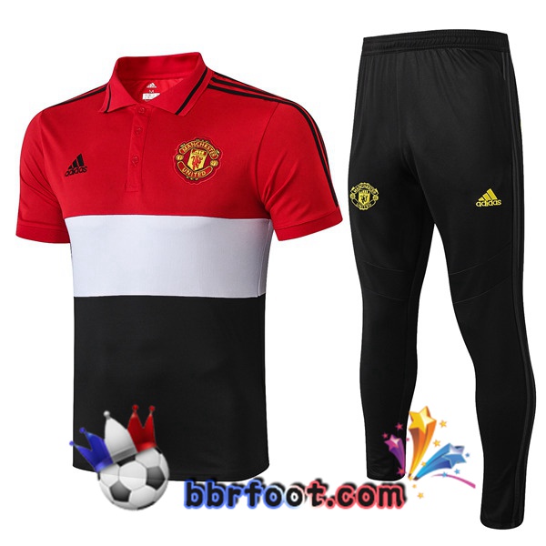 Polo Foot Manchester United + Pantalon Blanc Noir Rouge 19/20