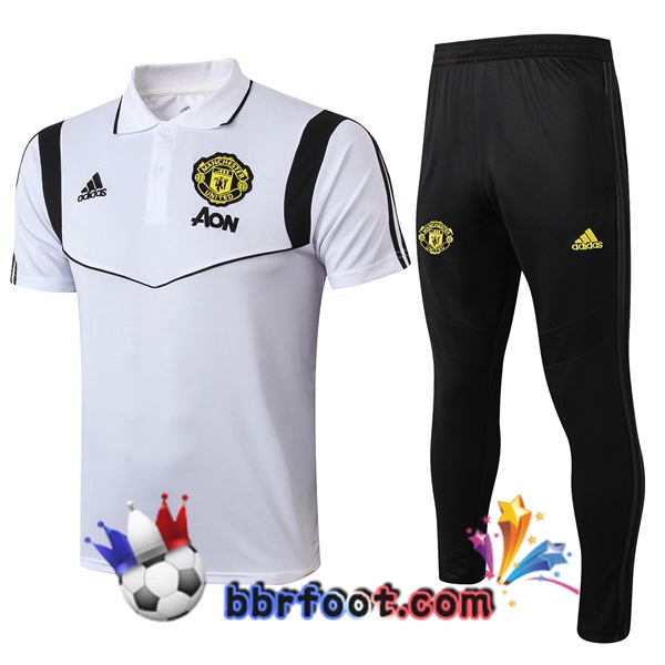 Polo Foot Manchester United + Pantalon Blanc Noir 19/20