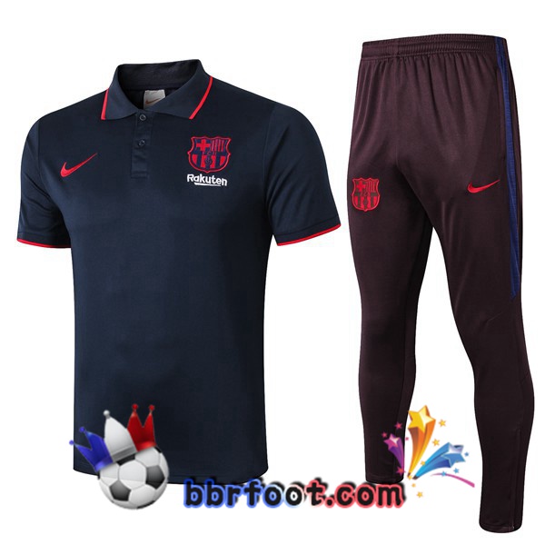 Polo Foot FC Barcelone + Pantalon Bleu Saphir 19/20