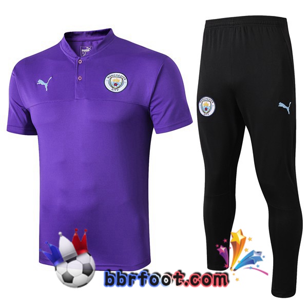 Polo Foot Manchester City + Pantalon Pourpre 19/20