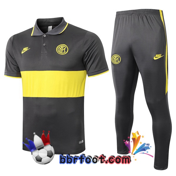 Polo Foot Inter Milan + Pantalon Gris Jaune 19/20